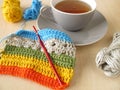 Crochet work and a cup of tea