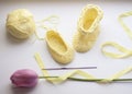 Crocheted baby shoes in progress