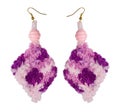 Crocheted earrings on a white background