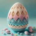 Crocheted Easter egg in pastel tones. Knitting concept