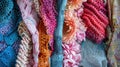 Crocheted fabric, texture,plaid,warm cotton,multicolor yarn