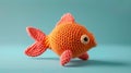 Crocheted goldfish toy vibrant backdrop, handcrafted and adorable, Ai Generated Royalty Free Stock Photo