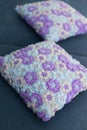 Crocheted pillowcases with flower pattern
