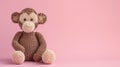 Crocheted monkey toy vibrant backdrop, handcrafted and adorable, Ai Generated