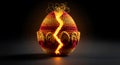 A crocheted phoenix egg, cracking open to reveal glowing golden yarn light. Royalty Free Stock Photo