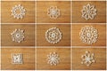 Crocheted snow flakes collage