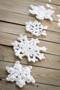 Crocheted snwoflakes Royalty Free Stock Photo