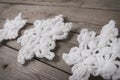 Crocheted snwoflakes Royalty Free Stock Photo