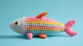 Crocheted sprat toy vibrant backdrop, handcrafted and adorable, Ai Generated