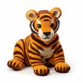 Crocheted Tiger: Detailed Wildlife In Dark Yellow And Dark Orange