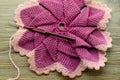 Crocheting colorful oven cloth. handmade