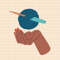 Crocheting conceptual hand-drawn illustration. Royalty Free Stock Photo