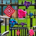 Crochets On Iron Fence Set Collage Royalty Free Stock Photo