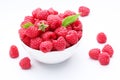 Crockery with beautiful tempting raspberries. Royalty Free Stock Photo
