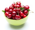 Crockery with cherries. Royalty Free Stock Photo