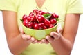 Crockery with cherries. Royalty Free Stock Photo