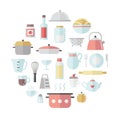 Crockery and cooking flat circle vector illustration.