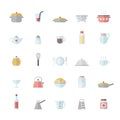 Crockery and cooking flat icon vector set.