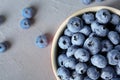 Crockery with juicy and fresh blueberries