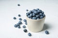 Crockery with juicy and fresh blueberries Royalty Free Stock Photo