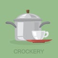 Crockery kitchen equipment icon. A ceramic cup