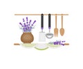 Crockery and kitchen utensils