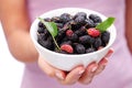 Crockery with mulberries.