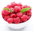 Crockery with raspberries. Royalty Free Stock Photo