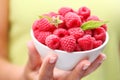 Crockery with raspberries Royalty Free Stock Photo