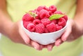 Crockery with raspberries.