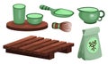 Crockery For Tea Ceremony Vector Illustrated Set Royalty Free Stock Photo