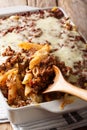 Crockpot Million dollars pasta with cheese and beef close-up in Royalty Free Stock Photo