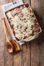 Crockpot Million dollars pasta with cheese and beef close-up in Royalty Free Stock Photo