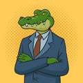 crocodile alligator businessman pop art vector