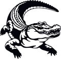 Crocodile, alligator - Reptiles of the wild. Wildlife stencil. Pet and tropical animal.