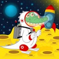 Crocodile astronaut on moon