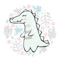 Crocodile baby girl cute print. Cool african animal Royalty Free Stock Photo