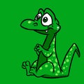Crocodile cheerful smile green postcard cartoon illustration