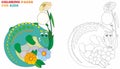 Crocodile, coloring pages for kids. Vector illustration easy editable for book design.