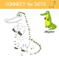 Crocodile. Dot to dot Game with answer. Connect the dots by numbers to draw animal. Logic Game and Coloring Page with crocodile