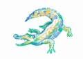 The crocodile drawn with the wax crayons Royalty Free Stock Photo