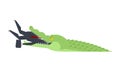 Crocodile eaten businessman. Alligator open mouth and Boss. office life vector illustration.