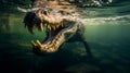 Crocodile emerging from the water