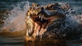 Crocodile emerging from the water