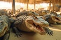 crocodile farm. close-up of a crocodile