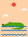 Crocodile floating in the water