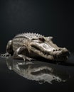 Crocodile on gray background, 3d render - made with Generative AI tools