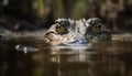 Crocodile green eye and teeth show danger in the wild generated by AI