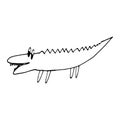 crocodile hand drawn doodle. vector, scandinavian, nordic, minimalism, monochrome. animal, cute baby print, sticker