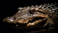 Crocodile hungry teeth show aggression in portrait generated by AI